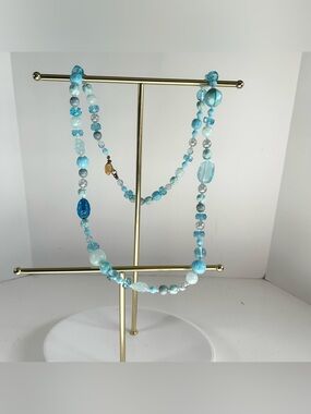 Miriam Haskell Blue Bead Necklace Signed